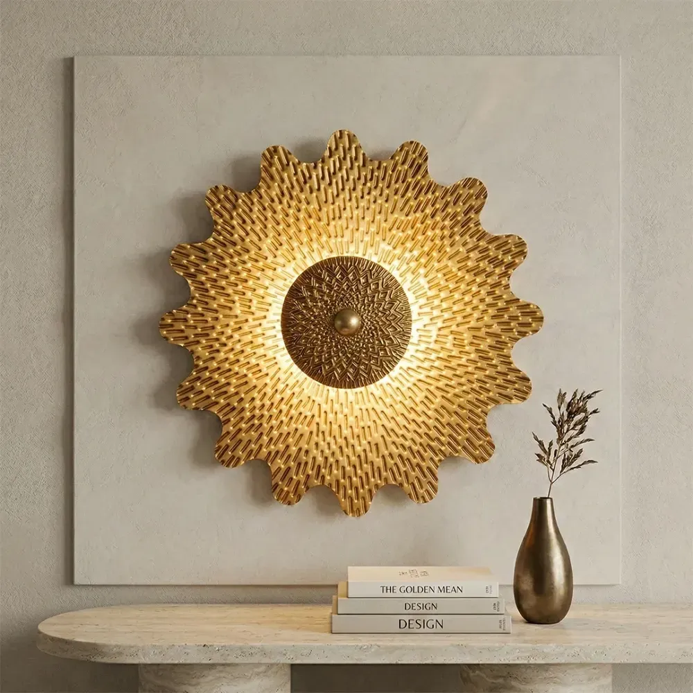 Golden Sunburst Designer LED Wall Light – Luxury Decorative Wall Lamp 