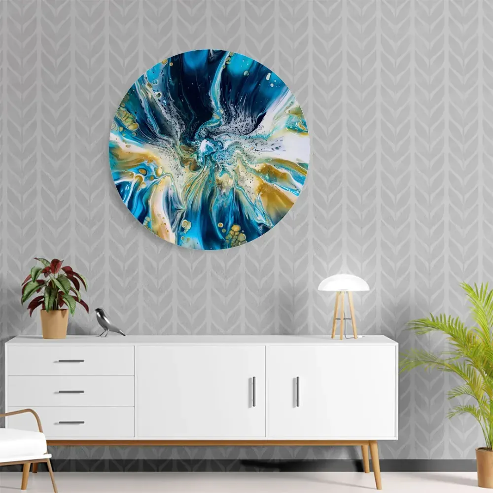 Abstract Modern Art Round Shape Canvas Painting