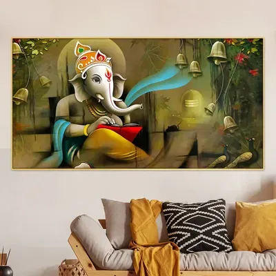 Beautiful Divine Ganesha Canvas Wall Painting