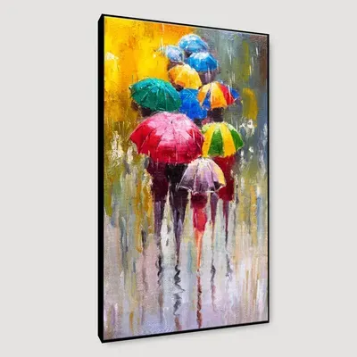 Colorful Rainy Season / Beautiful Design Canvas Printed Painting Stretched on Wood Bars 61 x 41cm