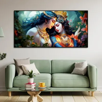 Divine Radiance Radha Krishna Canvas Wall Painting