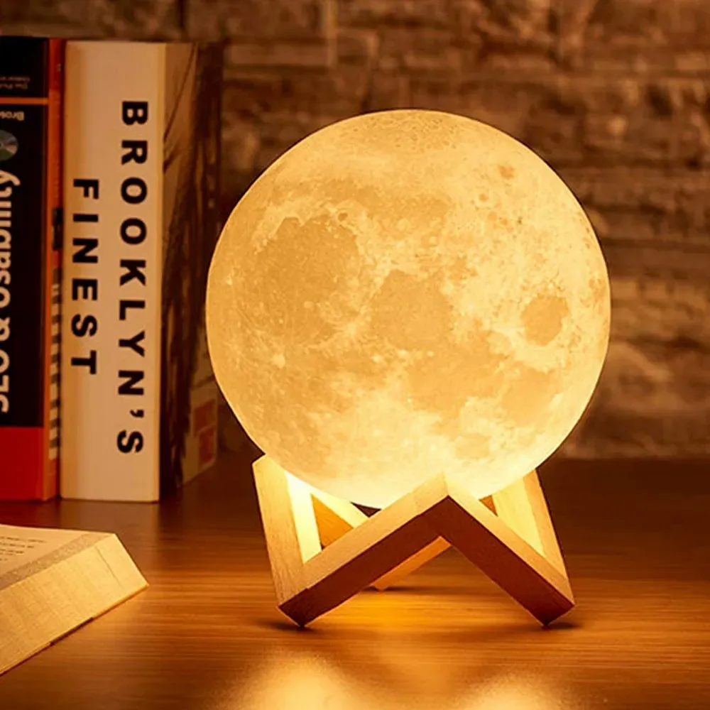 Ethereal Glow Moon Lamp With Stand Single Piece