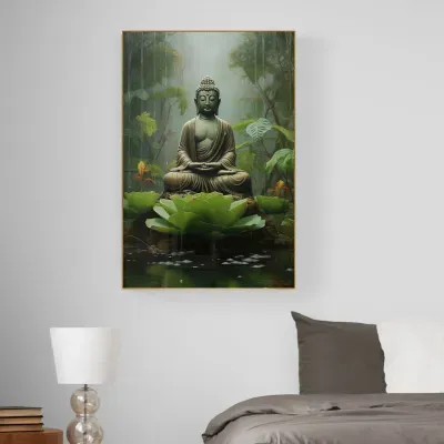Lotus Throne Meditation Buddha Canvas Wall Painting