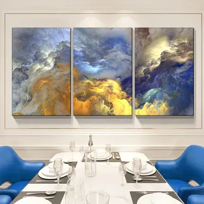 Mountain Painting Abstract Wooden Framed 3 Pieces Abstract Design Canvas Printed Painting